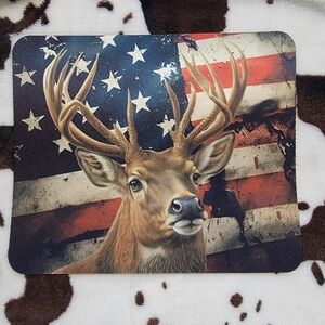 Deer American Flag Computer Mouse Pad